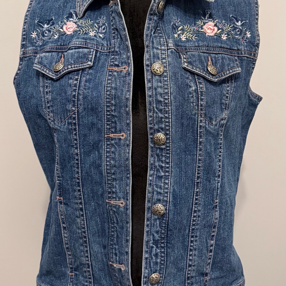 Vintage Northern Reflections Blue Denim Vest Size Small